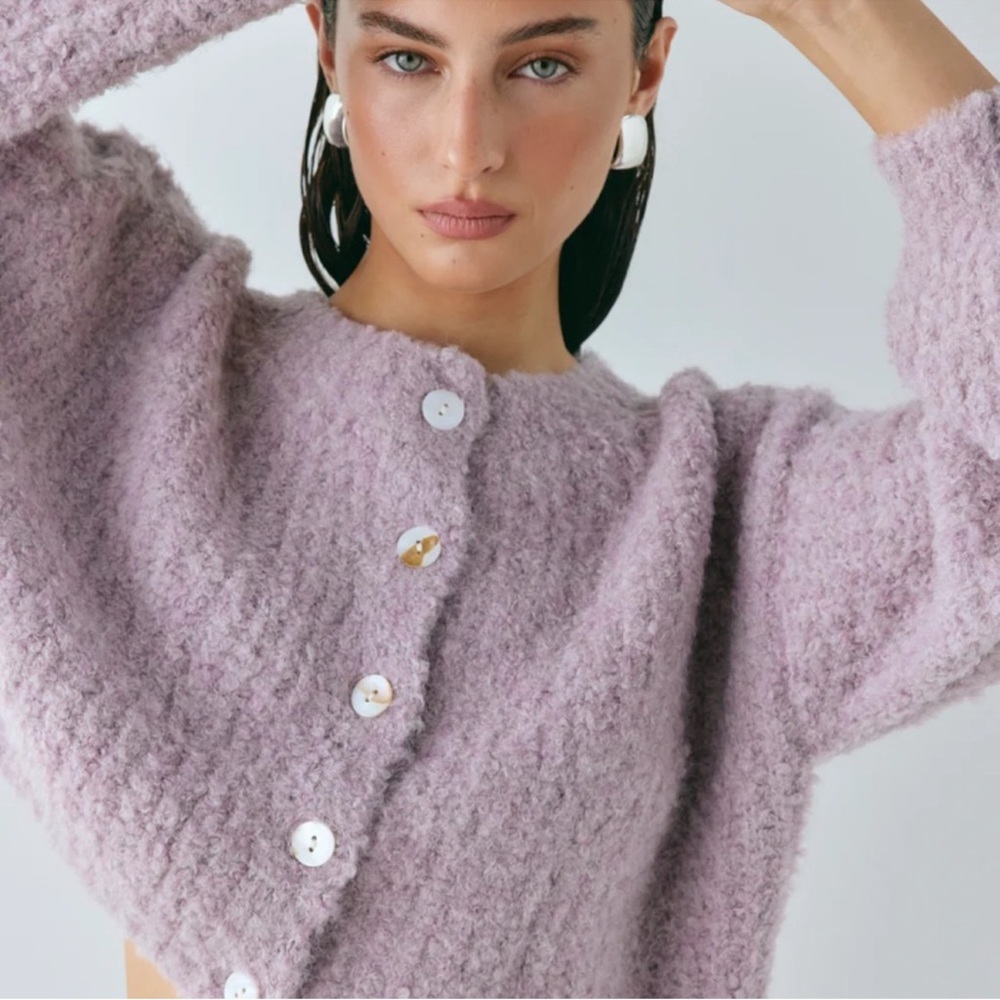 Elsie Knit Cardigan Lavendar View 3